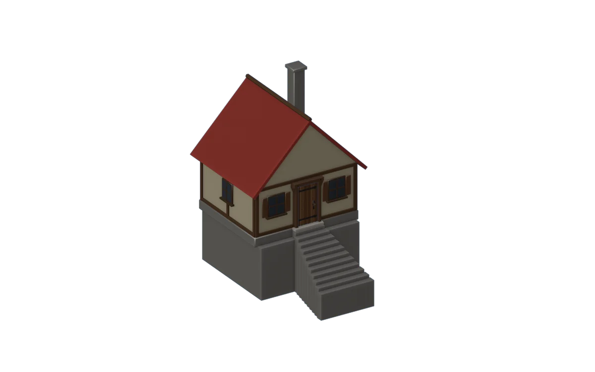 A small house with its footprint outlined, the origin in the middle and an arrow from the door toward minus Y.
