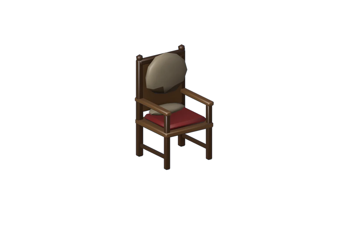 An armchair with its back against a wall marked plus Y and its front toward minus Y.