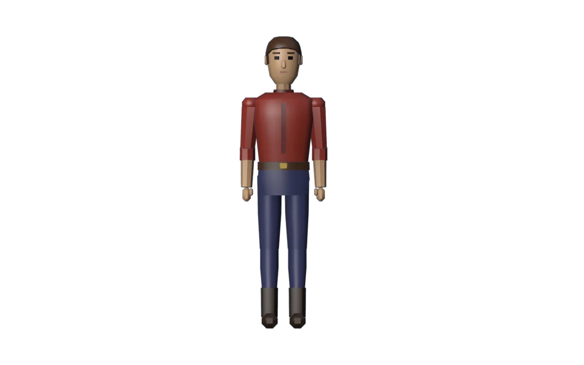 The game's human, front view, with a dot on each joint and its part name.