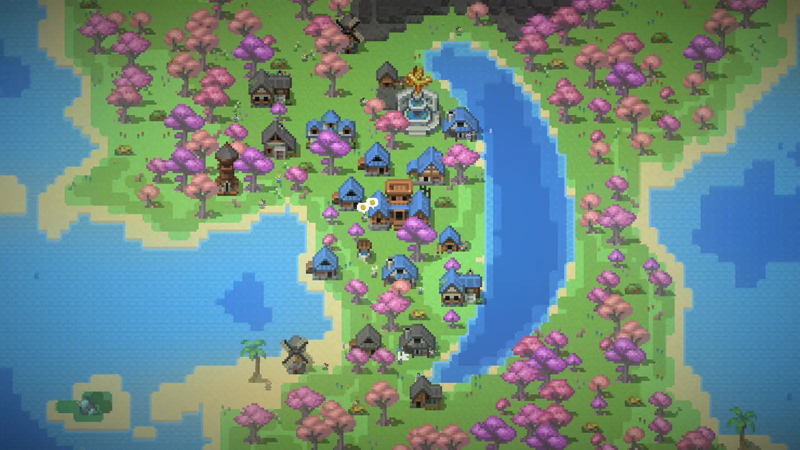 The same village on WorldBox's flat map.
